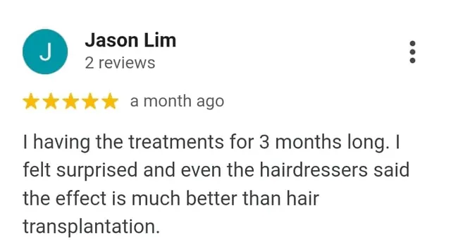 Five-star Google review of Folli-Doc