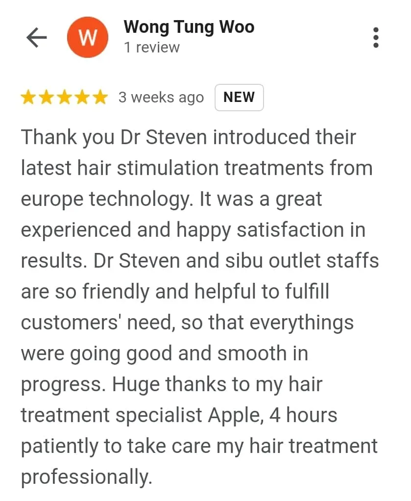 Five-star Google review of Folli-Doc